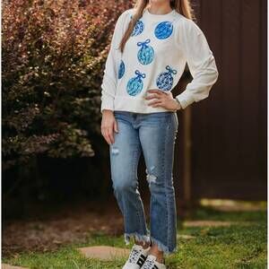 NEW MARY SQUARE kelly crewneck sweatshirt in blue ornaments